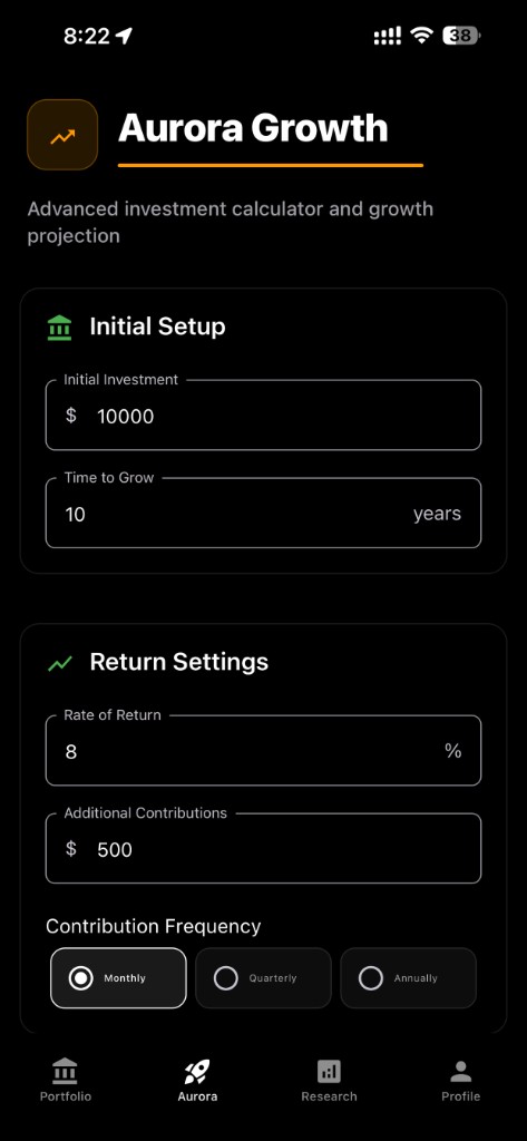 Aurora Growth — app screenshot
